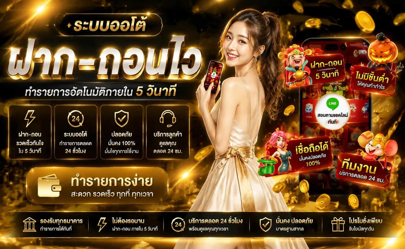 ระบบฝากถอนออโต้ MAWIN9 ทำรายการเสร็จใน 10 วินาที ไม่มีขั้นต่ำ